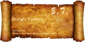 Burgh Tiborc névjegykártya